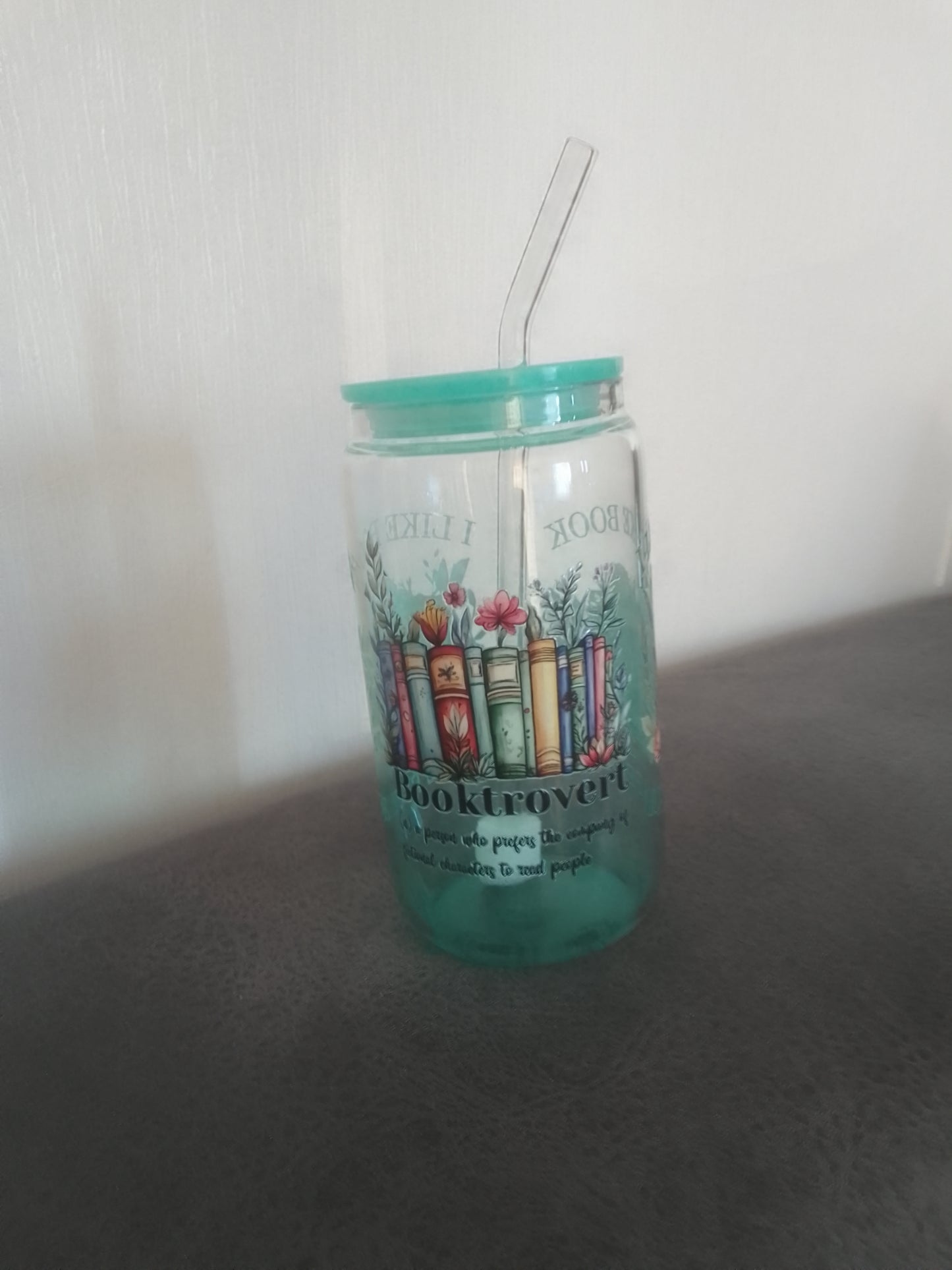 Booklover – Trinkglas mit Strohhalm – 500 ml