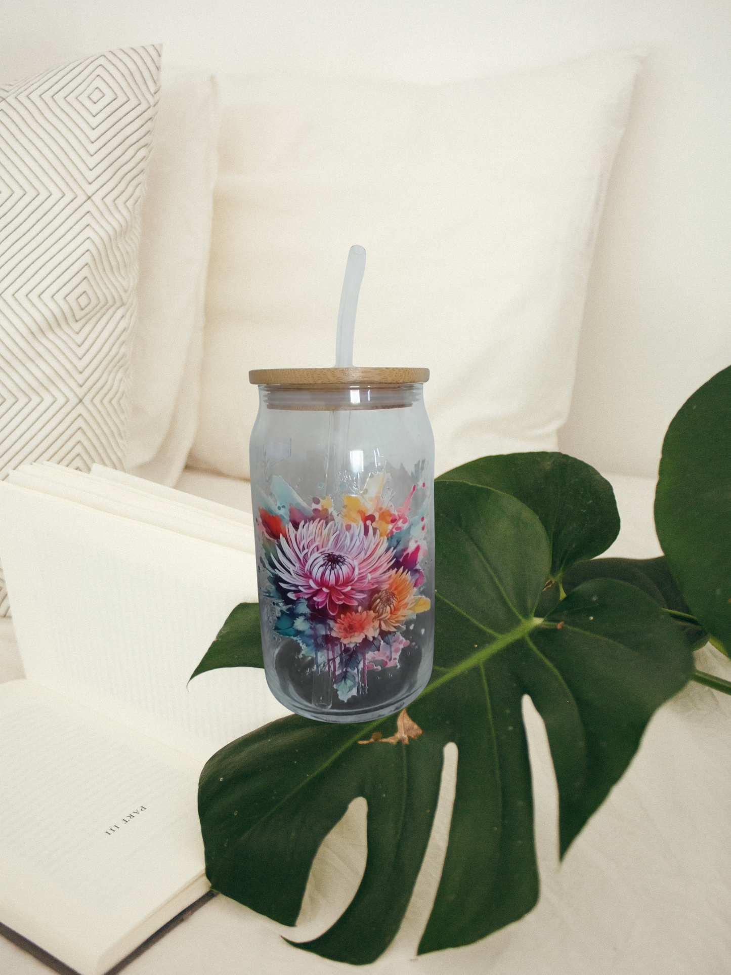 Trinkglas mit Bambusdeckel – MOM LIFE (500ml)