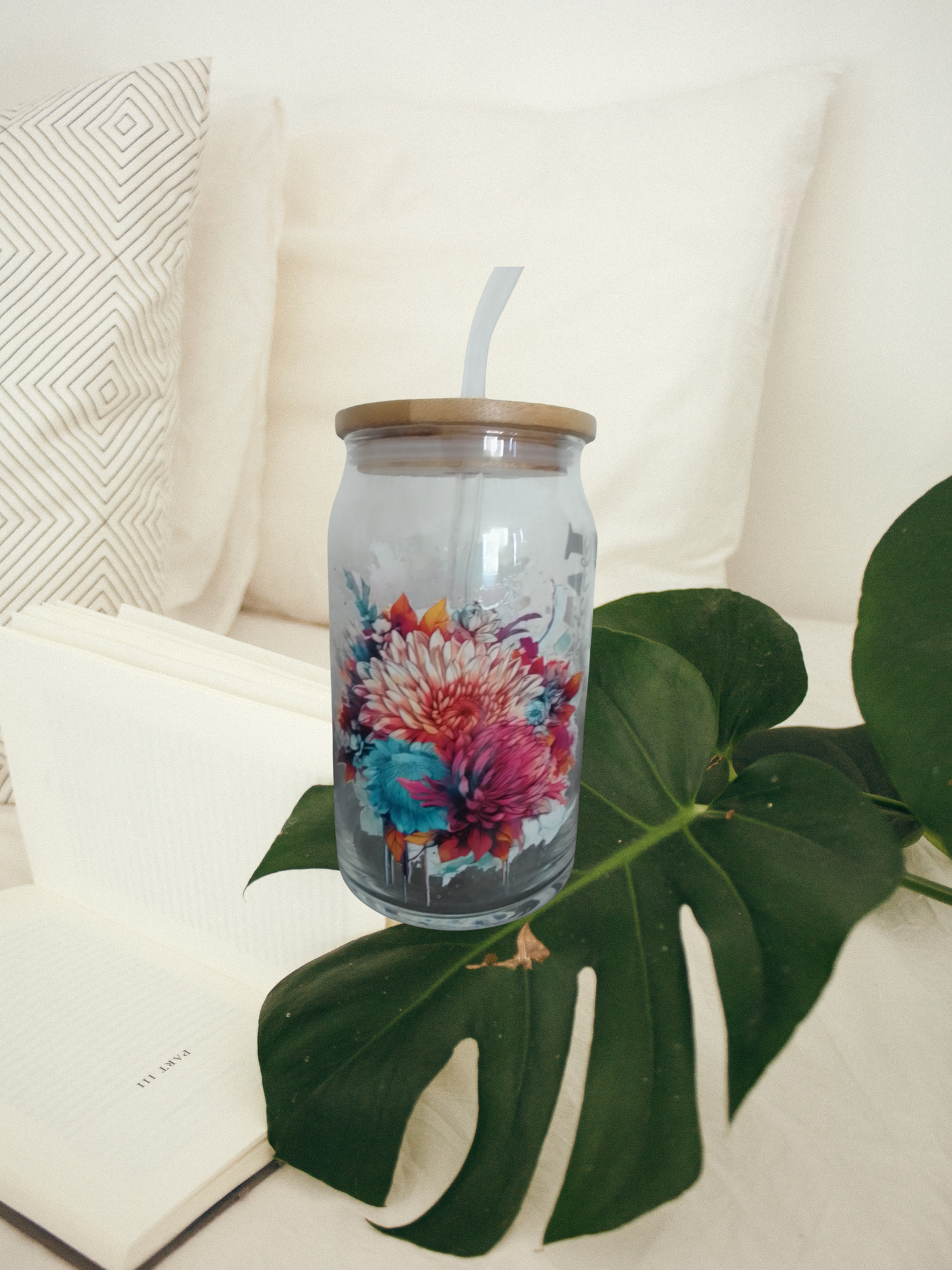 Trinkglas mit Bambusdeckel – MOM LIFE (500ml)