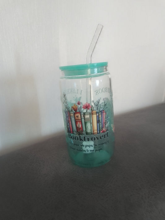 Booklover – Trinkglas mit Strohhalm – 500 ml
