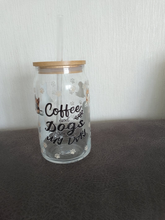 Hunde-Trinkglas500 ml – niedliches Design mit Spruch & Pfotenabdrücken