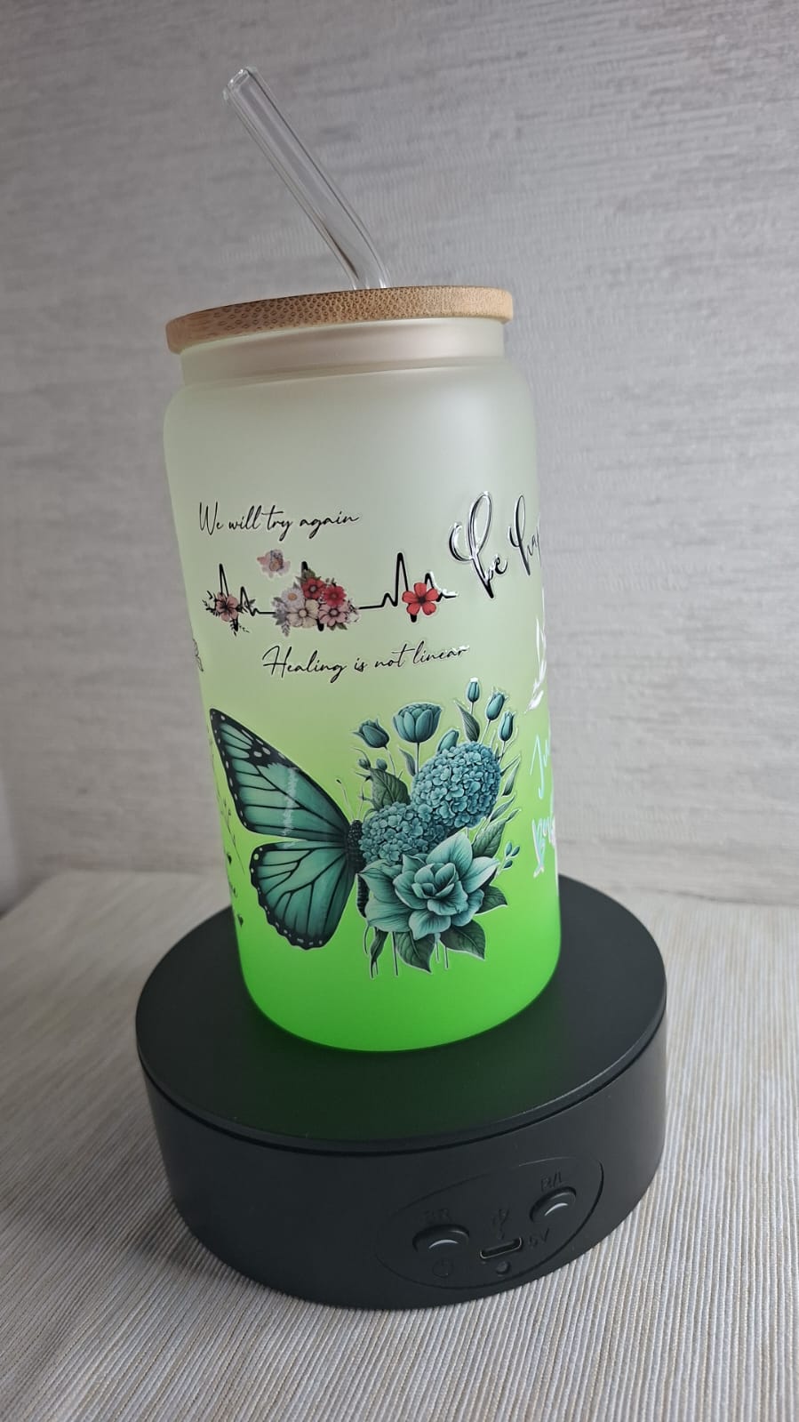 Trinkglas mit Sprüchen – „Healing & Motivation Cup“